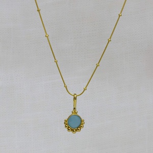 Collar con colgante de calcedonia y oro azul simplista hecho a mano 925 collar con colgante de plata esterlina sólida regalo de joyería para ella - Product Image 1