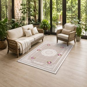 RUGS DEPOT LXDP-1027 Wholesale Multicolor Neutral Modern Vintage Digital Printed Machine Washable Chenille Area Rug Non <b>Slip</b> - Product Image 6