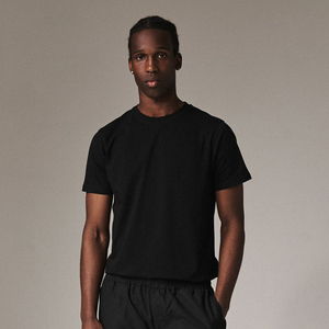 T-shirt en coton noir uni pour homme, coupe classique, col rond, manches courtes, vêtement décontracté, tendance 2026 - Product Image 2