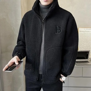 Veste d'hiver en polaire pour homme, couleur unie, ample, chaude, col montant, style streetwear - Product Image 2