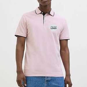 Customized Logo Men Embroidery <b>Striped</b> Trim Polo <b>Shirts</b> - Product Image 6