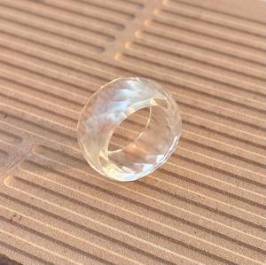 แหวนพลอยควอตซ์คริสตัลเหลี่ยมเพชรพลอยธรรมชาติของขวัญพิเศษสายรัดออกแบบเครื่องประดับสำหรับเขาและเธอ - Product Image 1