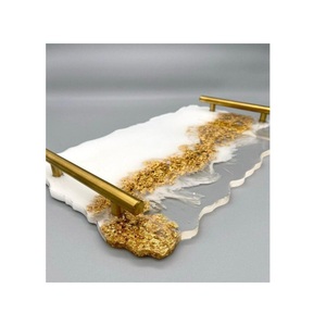 White Resin Handmade Modern Customized Serving <b>Tray</b> with Handle for Home & Hotel Use <b>Table</b> Decoration 2 Brother's Collection - Product Image 4