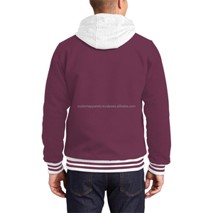 Custom Cotton Fleece Varsity <b>Jacket</b> with Embroidery and Stand Collar for <b>Men</b> - Product Image 2