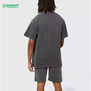 Conjunto de Pantalones Cortos Holgados 100% Algodón para Hombre, Conjuntos Cortos de Verano al por Mayor, Camisetas Transpirables de Secado Rápido y Elegantes para Hombre - Product Image 1