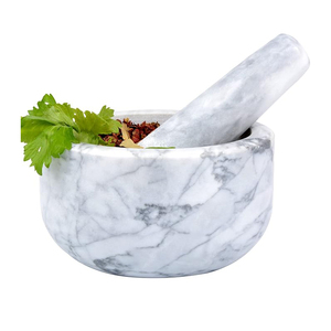 Pilon et mortier en marbre blanc naturel de meilleure qualité boîte de vaisselle en céramique emballée - Product Image 1