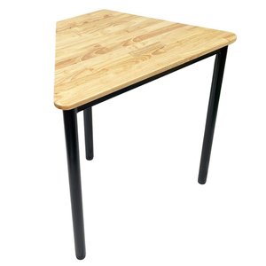Rubber Wood <b>Mini</b> Trapezoidal Table with Round Iron Legs Lego-Style HBLG037-Minimalist Design - Product Image 5