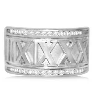 Anillo de Diamantes de Oro Blanco de 14K con Diseño de Números Romanos, Joyería Moderna de 0.50ct - Product Image 2