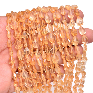 Cuentas de Citrino AAA de 6x8mm-7x10mm, Facetadas, en Forma de Pera, Citrino Miel Natural, Piedras Semipreciosas Sueltas para la Fabricación de Joyas - Product Image 1