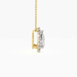 1.00 Ct. Tw. Lab Grown Moissanite Fancy Pear Cut Pendant Halo 18K Yellow <b>Gold</b> Engagement Wedding Party Strand Chain Anniversary - Product Image 2