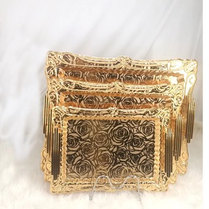 Nouveau design plateau de service à chocolat en métal plaqué or plats de buffet en métal ensemble de fruits et aliments assiette élégante - Product Image 5