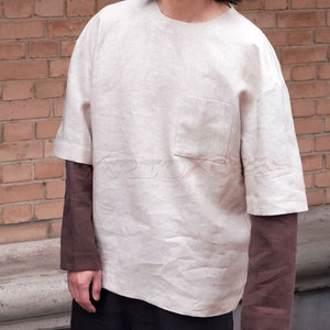 T-shirt à double manches pour hommes mode Streetwear 100% coton T-shirt à manches longues en couches Streetwear T-shirt à double couche - Product Image 4