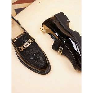 Zapatos Sin Cordones para Hombre, Estilo Coreano, Punta en Pico, Cuero, Grabado Personalizado, Plataforma con Suela Gruesa, Casual de Negocios - Product Image 5