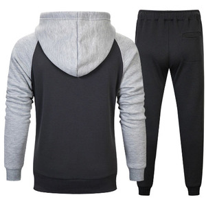 Nouveau Style personnalisé vêtements de sport pour hommes deux pièces ensemble respirant pull à capuche survêtement avec pantalon 100% coton couleurs contrastées - Product Image 6