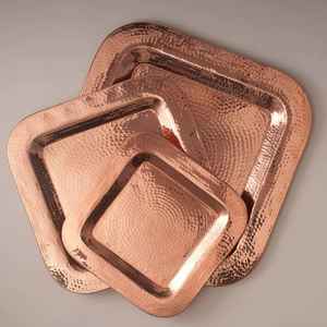 Assiette de présentation en cuivre, forme ronde, couleur or rose martelé, vente chaude - Product Image 2