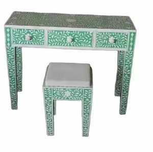 Mesa de Centro de Lujo con Incrustaciones de Hueso y Resina, Hecha a Mano, Ecológica, Altura Ajustable, Tamaño Personalizable, Mueble Decorativo para el Hogar - Product Image 2