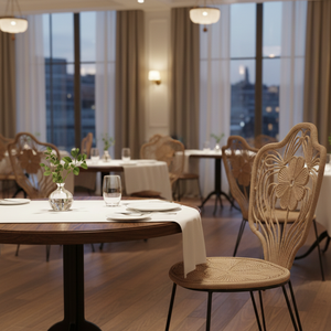 Silla de Comedor de Ratán Ecológica, Duradera, Ligera, Cómoda, Estilo Rústico, Elegante, Minimalista, para Jardín Exterior - Product Image 4