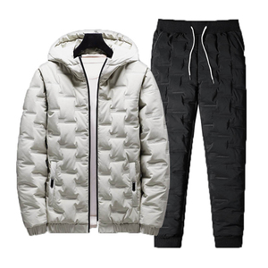 2026 Winter Men's Printed Casual Hooded Tracksuit Set Regular Fit 100% Cotton Fleece Lining Eco-Friendly Breathable 2-Piece - Product Image 4