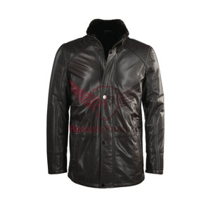 หนังแกะหรูหราและเสื้อโค้ทซับในหนังแกะสีน้ําตาลเฟอร์นานโด - ชุดชั้นในแฟชั่นฤดูหนาวที่สวยงามสําหรับผู้ชาย - Product Image 1