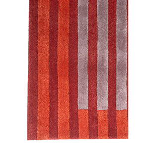 Alfombra Caliedo a Rayas, Hecha a Mano con Lana y Viscosa, Roja y Naranja, Tnq-3320, para Uso Doméstico - Product Image 4