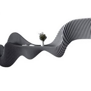 Vase décoratif mural et de table Kalatri Art Déco moderne en bois ondulé fait main, cadre jaune citron, forme ronde - Product Image 1