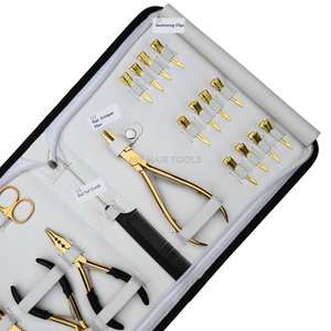 Complete Microbead Hair <b>Extension</b> Tools Set with Three Hole Crimping Plier Sectioning Comb Clips Trimming Scissor Needles - Product Image 3