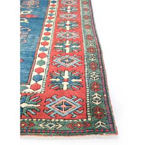 Tapis en laine noués à la main Nuray Blue, motif géométrique puzzle rectangulaire pour entrée et couloir - Pae-1261 9x12, techniques artisanales en viscose - Product Image 4