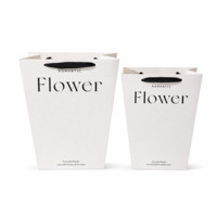 Sac cadeau en papier kraft trapézoïdal avec logo personnalisé et poignée pour fleuriste, emballage cadeau de détail, fournisseur en gros