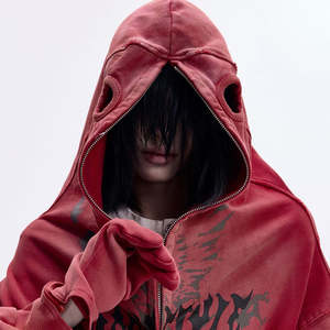 เสื้อมีฮู้ดสไตล์สตรีทแฟชั่นมีซิปโอเวอร์ไซส์ออกแบบได้ตามต้องการสำหรับผู้ชาย - Product Image 4