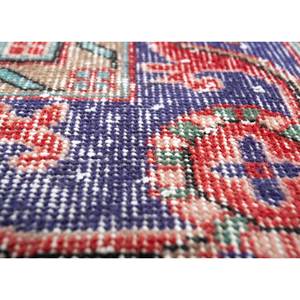 Tapis en laine vintage 9x12 rouge et orange, noué à la main, motif médaillon, pour salon ou couloir, tissage rectangulaire - Product Image 3