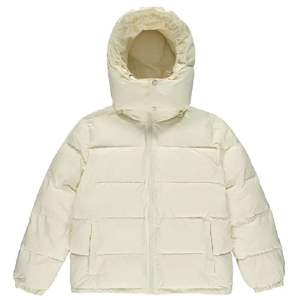Men's <b>Waterproof</b> <b>Warm</b> Puffer <b>Jacket</b> for Winter Canvas Bubble Effect Fleece Coat Hood Stand Zipper Closure Stylish Streetwear - Product Image 3