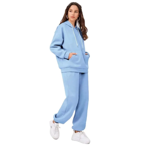 OEM Women's Loose Fit Hoodie and Jogger <b>Set</b> | Soft Winter Tracksuit with Custom Logo | High-Quality Fleece Two-Piece Jogger <b>Set</b> - Product Image 3
