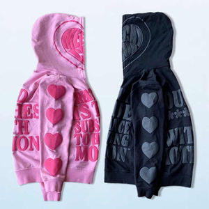 Vente en gros du fabricant Sweats à capuche imprimés 100% coton 3D épais Logo brodé Streetwear personnalisé Vêtements d'hiver à fermeture éclair intégrale - Product Image 2