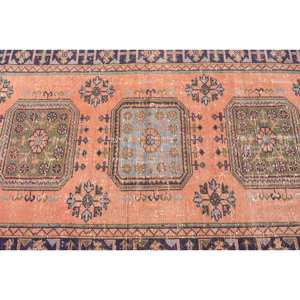 Oriental Orange Black 4.7 X 11.1ft Woolen <b>Large</b> Area Turkish <b>Rug</b> Patchwork Design for Entryway <b>Bedroom</b> Hallway Latex Backing <b>Rug</b> - Product Image 5