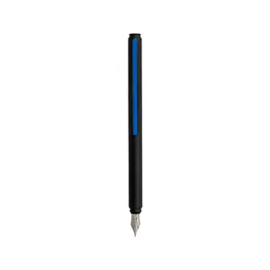 Aluminum Grafeex Fountain Pen Design In Italy With Coulored Blue Clip Nib Fine And Custom Logo Ideal For Promotional Gift