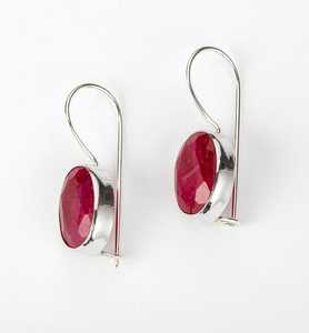 Boucles d'oreilles artisanales en argent sterling plaqué or avec rubis, pierre précieuse ovale, pierre de naissance de juillet, cadeau élégant et mignon pour femme, design bohème - Product Image 2