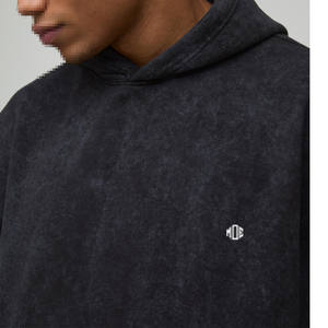 Haut à capuche en molleton délavé vintage pour homme, coupe décontractée, manches longues, vêtements de rue décontractés pour la vente en gros - Product Image 3