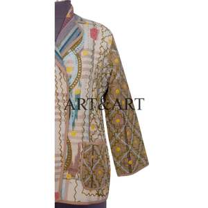 Veste d'été pour femme en broderie artisanale de qualité supérieure, design simple et uni, manteau régulier, multicolores, décontracté, en coton - Product Image 6