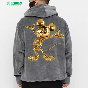 Sweat à capuche brodé à motif de flamme à manches longues de haute qualité, pull lavé à l'acide, pull à capuche pour hommes, hiver - Product Image 6