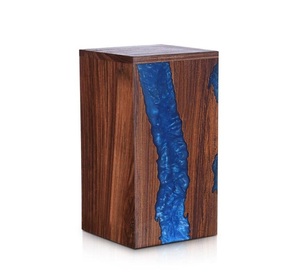Handcrafted Rosewood Blue Resin Rectangle Urn <b>Box</b> Unique Memorial <b>Keepsake</b> Sympathy Gift - Product Image 5