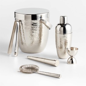 Hammered Stainless Steel <b>Ice</b> <b>Bucket</b> with Handle and Lid Elegant Insulated Design for Home Bar Parties and Luxury Gifting - Product Image 3
