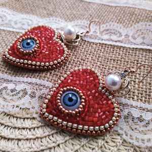 Boho <b>bead</b> earrings with turquoise design andy cascading <b>fringe</b>, unique jewelry gift - Product Image 5