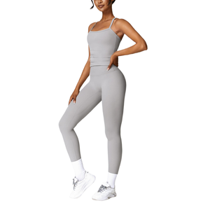 Ensemble de vêtements de sport personnalisés avec logo, vêtements de yoga pour femmes, ensemble de soutien-gorge de sport et de leggings, tenues, leggings taille haute, haut de sport - Product Image 3