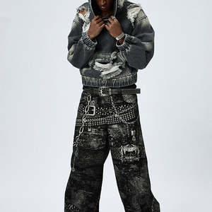 เสื้อสวมหัวผ้าฝ้ายปักสีทึบดีไซน์ใหม่สำหรับฤดูหนาวเสื้อครอปแบบสวมหัวเสื้อฮู้ดโอเวอร์ไซส์เปิดไหล่ตกดีไซน์ใหม่สำหรับทุกเพศ - Product Image 1