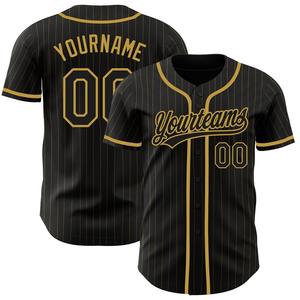 Meilleures ventes Vêtements d'équipe personnalisés Maillot de baseball authentique noir à fines rayures noir personnalisé - Product Image 1