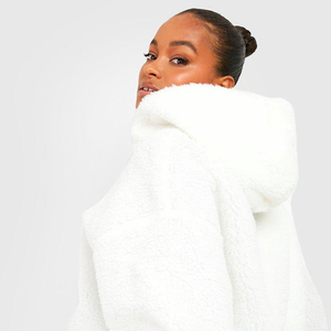 Personalizable Teddy Fleece 1/4 Quarter Zip Manga larga Pullover Hoodie Kangaroo Pocket Invierno y otoño Cálido Sudadera de punto - Product Image 4