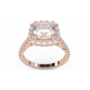 Bague en or 14K WA4 style Halo en forme de coussin avec diamant - Product Image 3