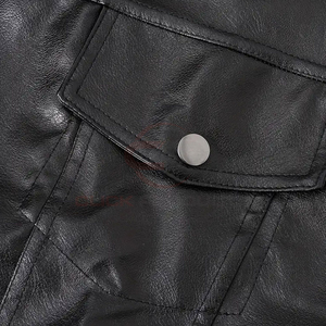 Chaleco de Cuero PU para Hombre, Transpirable, de Color Sólido, con Bolsillo Cinco-Dimensional, Resistente al Viento, de Alta Calidad, al Mejor Precio - Product Image 5