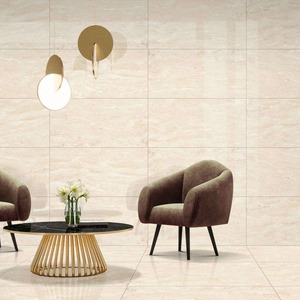 Travertino กระเบื้องหินอ่อนเคลือบเงาลายคราม60x120งาช้างสำหรับพื้นกระเบื้องเคลือบเงามันวาวสูง - Product Image 1