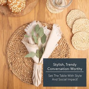 เสื่อและแผ่นรองจานหวายถักทนความร้อนและกันลื่นสำหรับงานปาร์ตี้และใช้ในชีวิตประจำวัน - Product Image 1